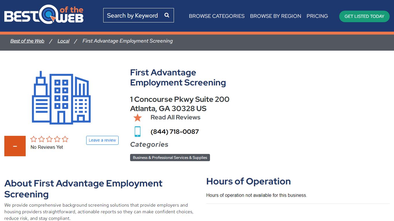 First Advantage Employment Screening - Atlanta, GA 30328